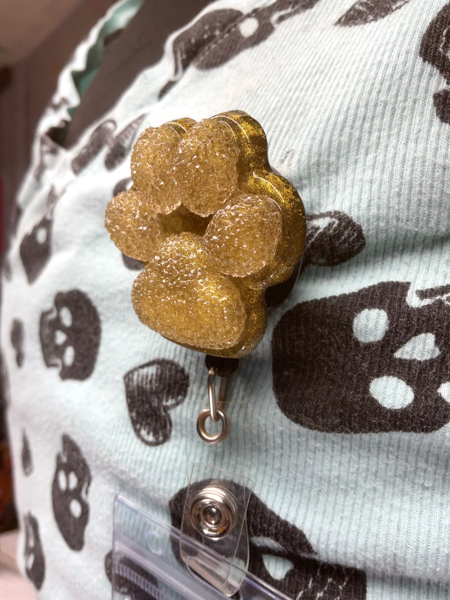 Yellow 3D Paw Print Badge Reel