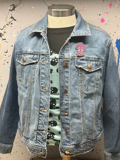 Purple Glitter Flatwoods Monster Pin