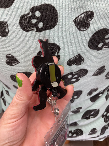 Red Bigfoot Rock Hand Retractable Badge Reel