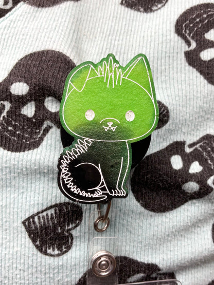 Green & Black Chupacabra Retractable Badge Reel-Glow In The Dark