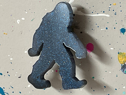 Small Glittery Blue Bigfoot Magnet