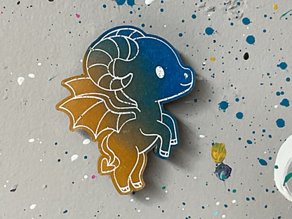 Small Glow in the Dark Jersey Devil Magnet Blue and Yellow