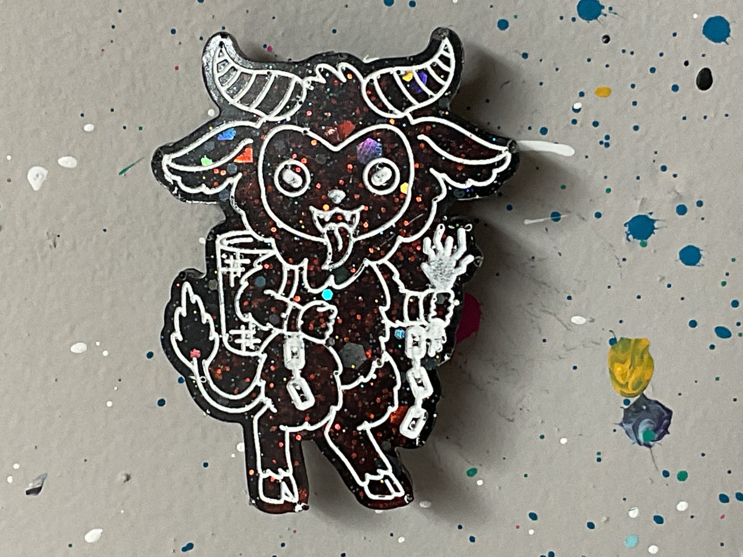 Small Holographic Glitter Krampus Magnet