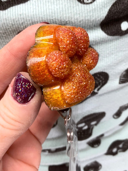 Orange 3D Paw Print Badge Reel