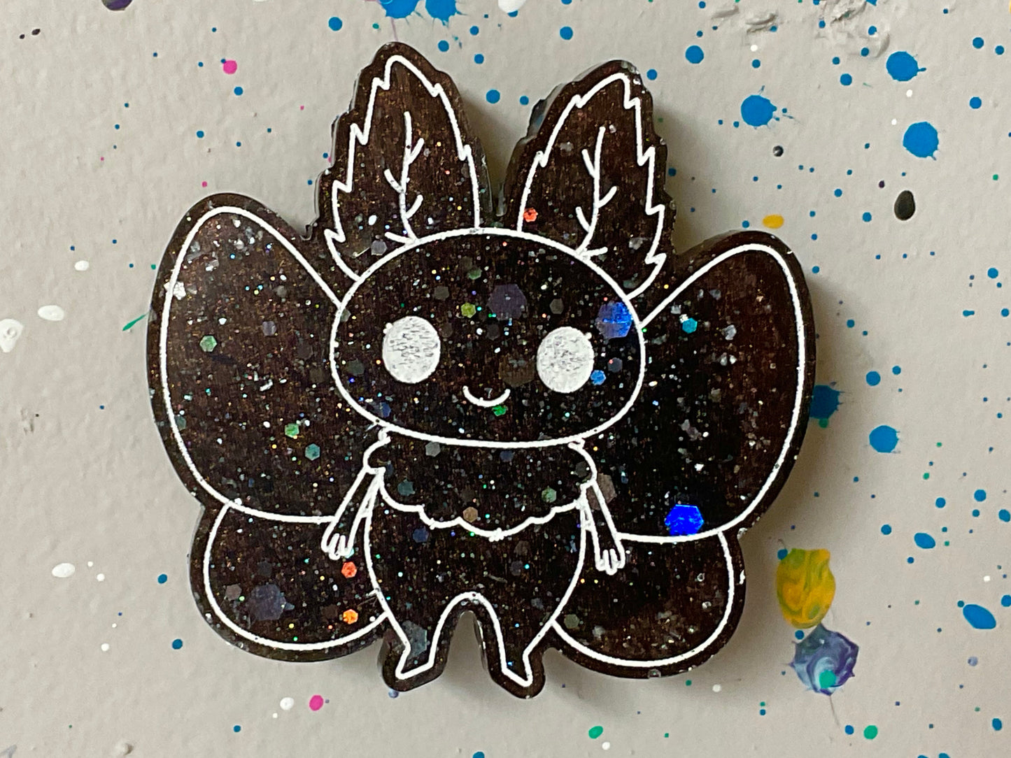 Small Brown Holographic Glitter Mothman Magnet