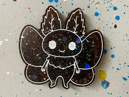 Small Brown Holographic Glitter Mothman Magnet