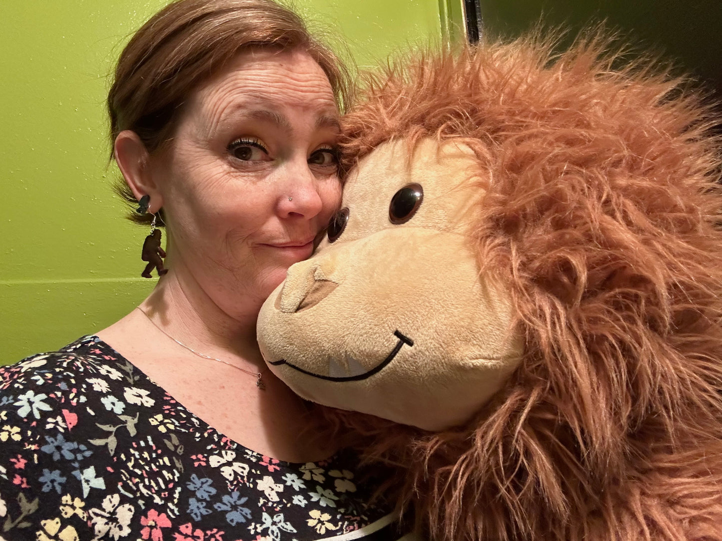 Dark Brown Bigfoot Dangle Earrings Hypoallergenic