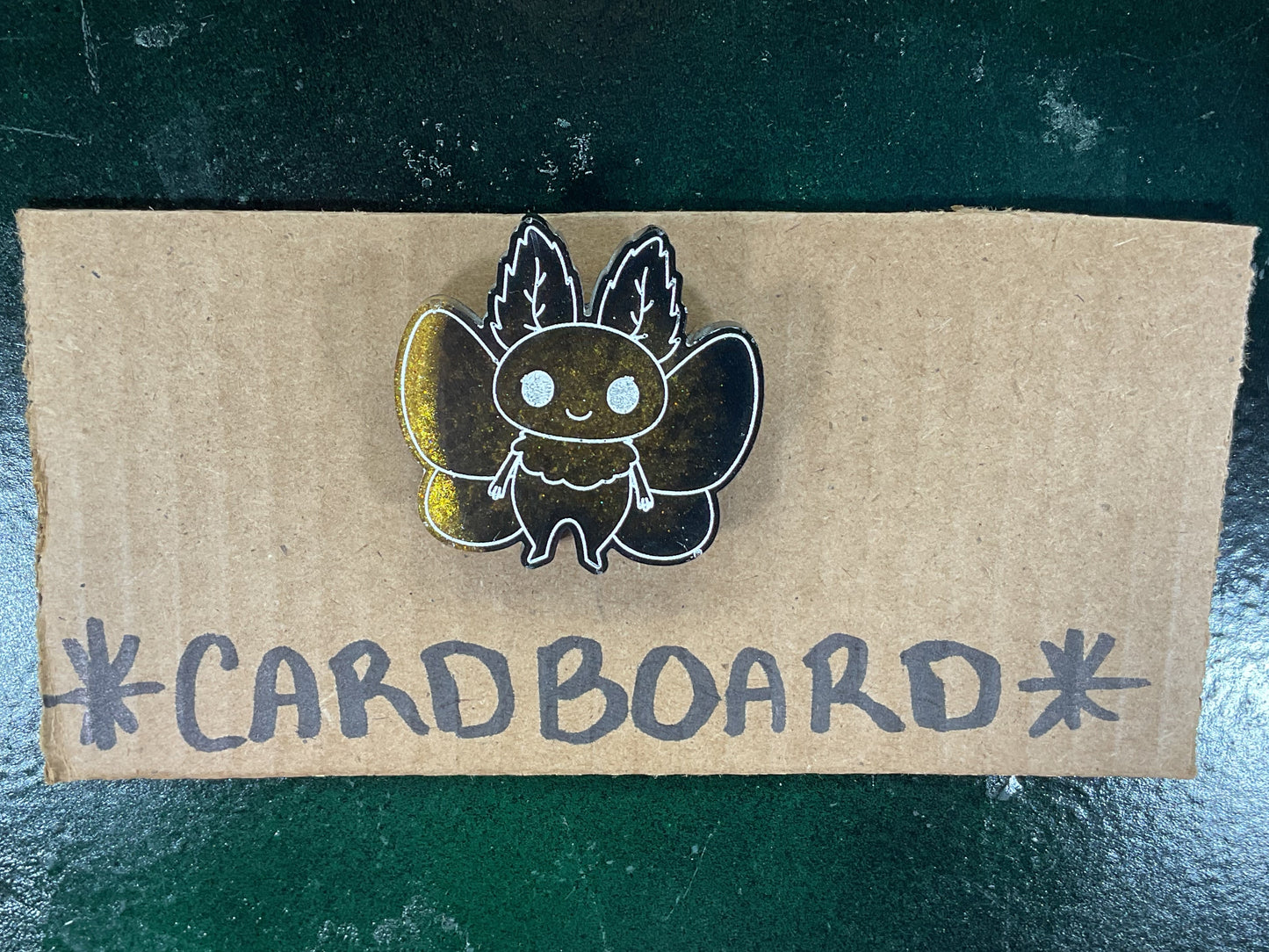 Small Black & Gold Glitter Mothman Magnet