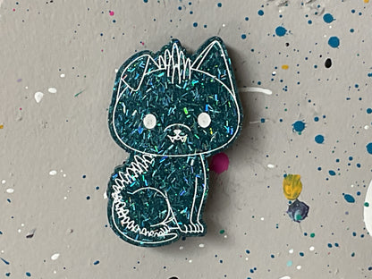 Small Glittery Teal Chupacabra Magnet