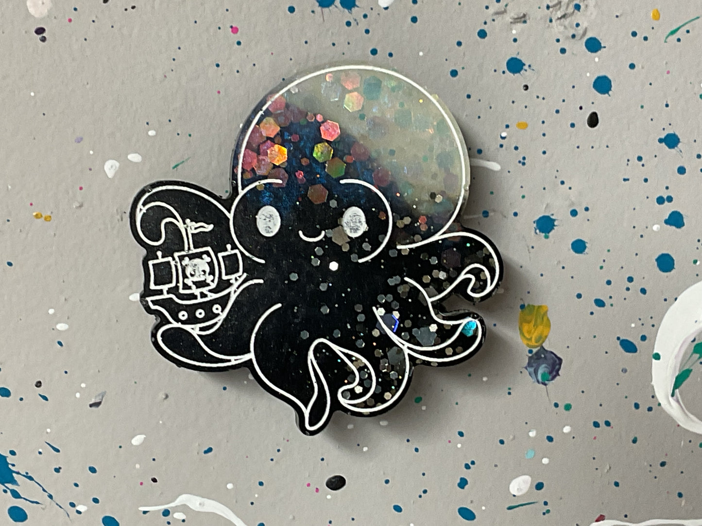Small Black & White Kraken Magnet