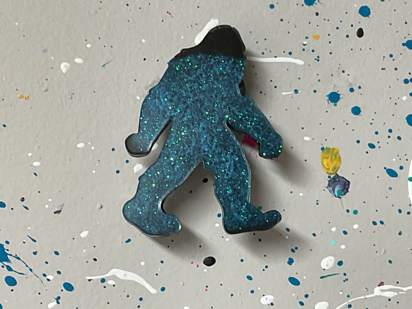 Small Teal & Black Bigfoot Magnet