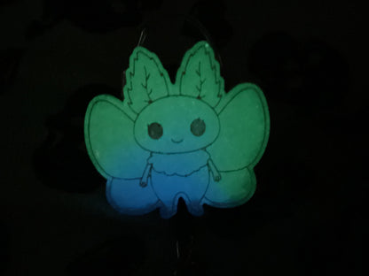 Purple & White Mothman Retractable Badge Reel - Glow in the Dark