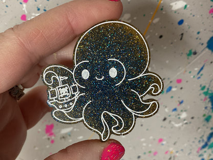 Small Blue with Yellow Kraken Magnet