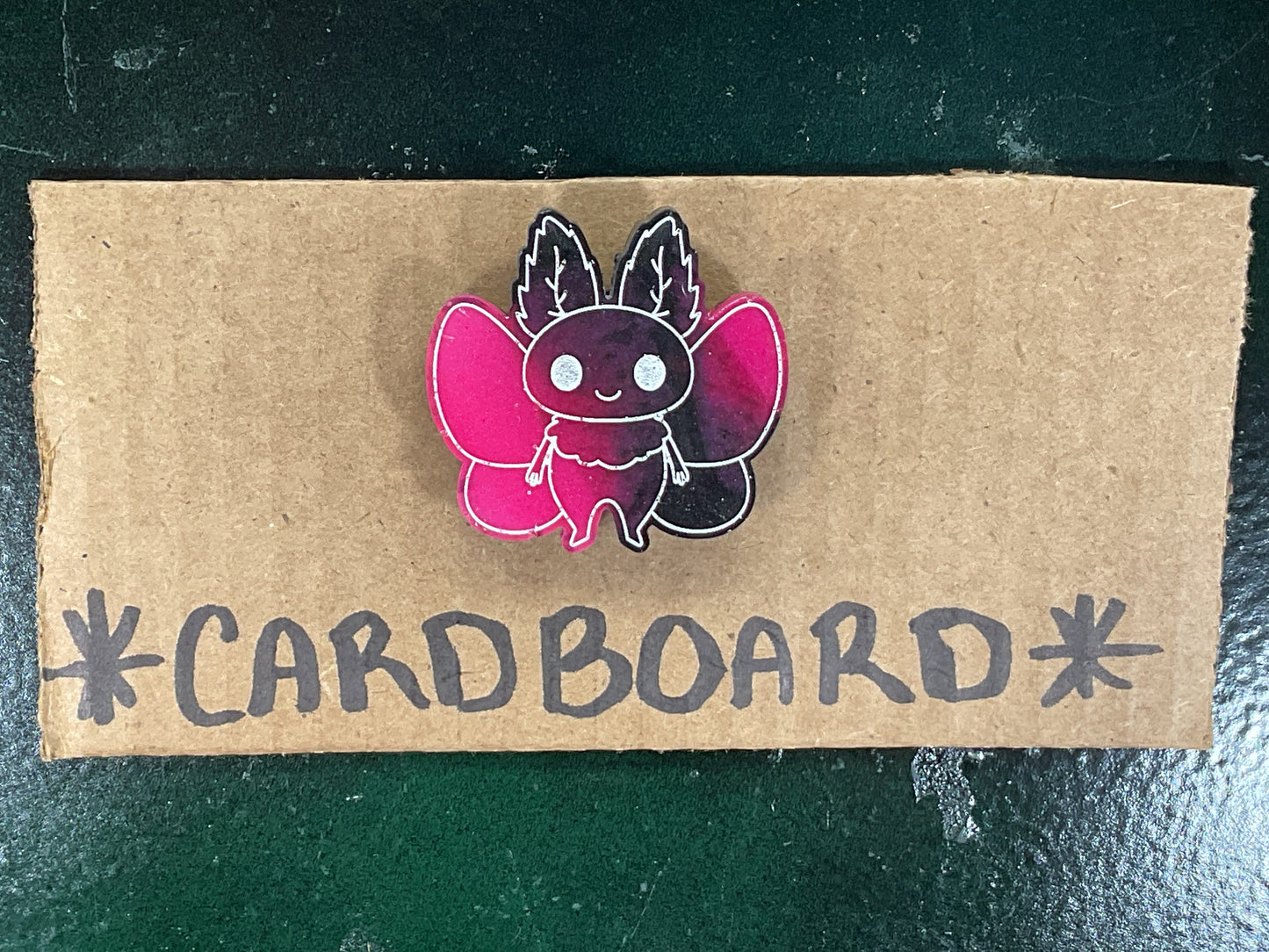 Small Pink & Black Mothman Magnet Glow in the Dark