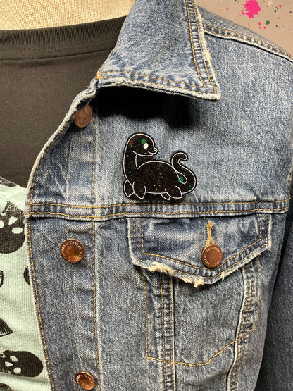 Black Glittery Loch Ness Monster Pin