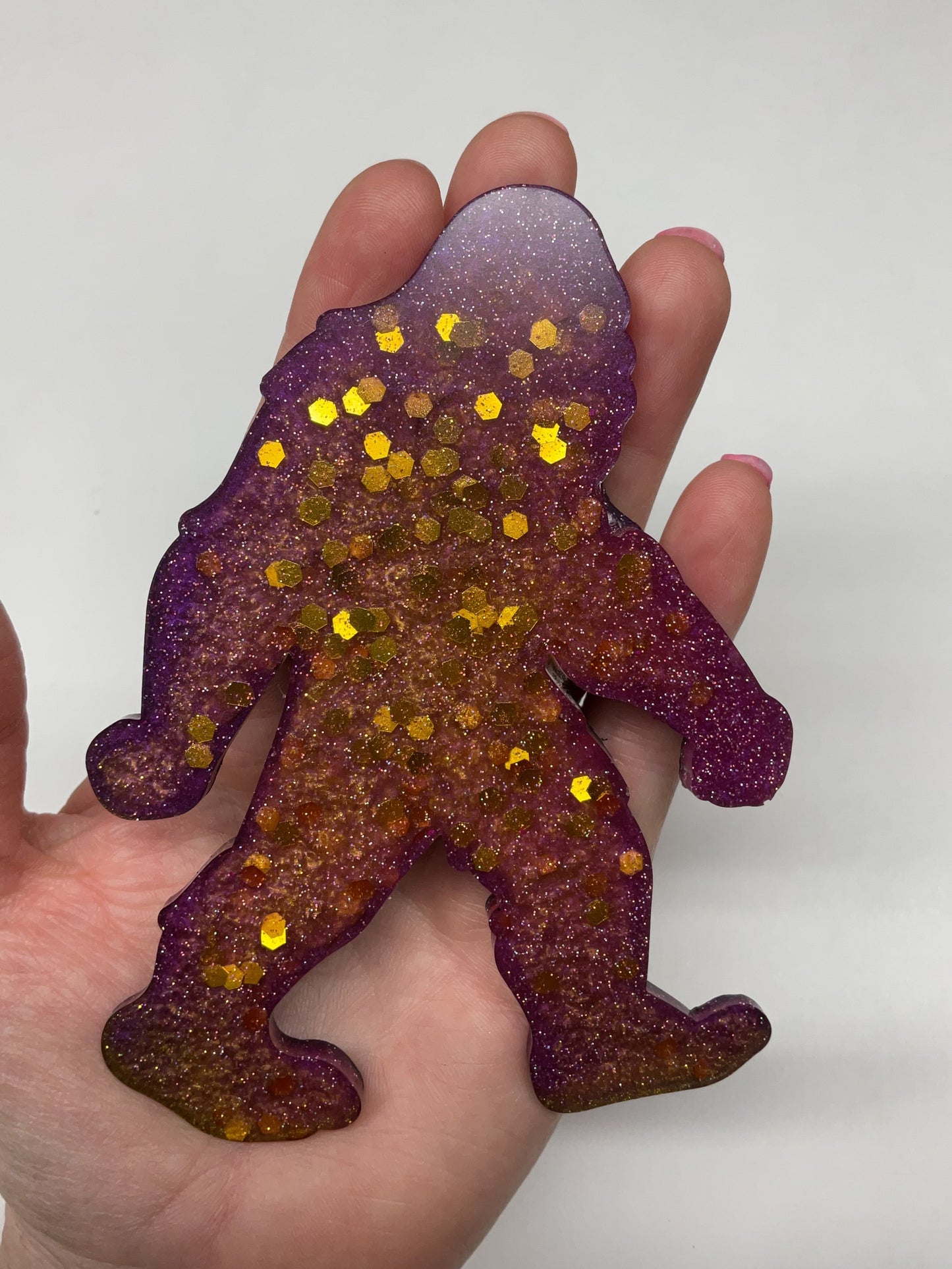Large Pink/Purple Bigfoot Magnet - 5 Inches Tall