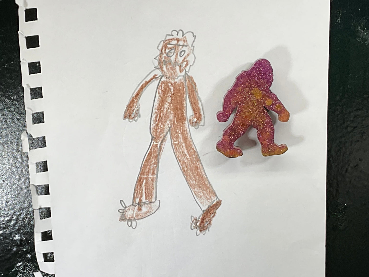 Small Pink & Gold Bigfoot Magnet