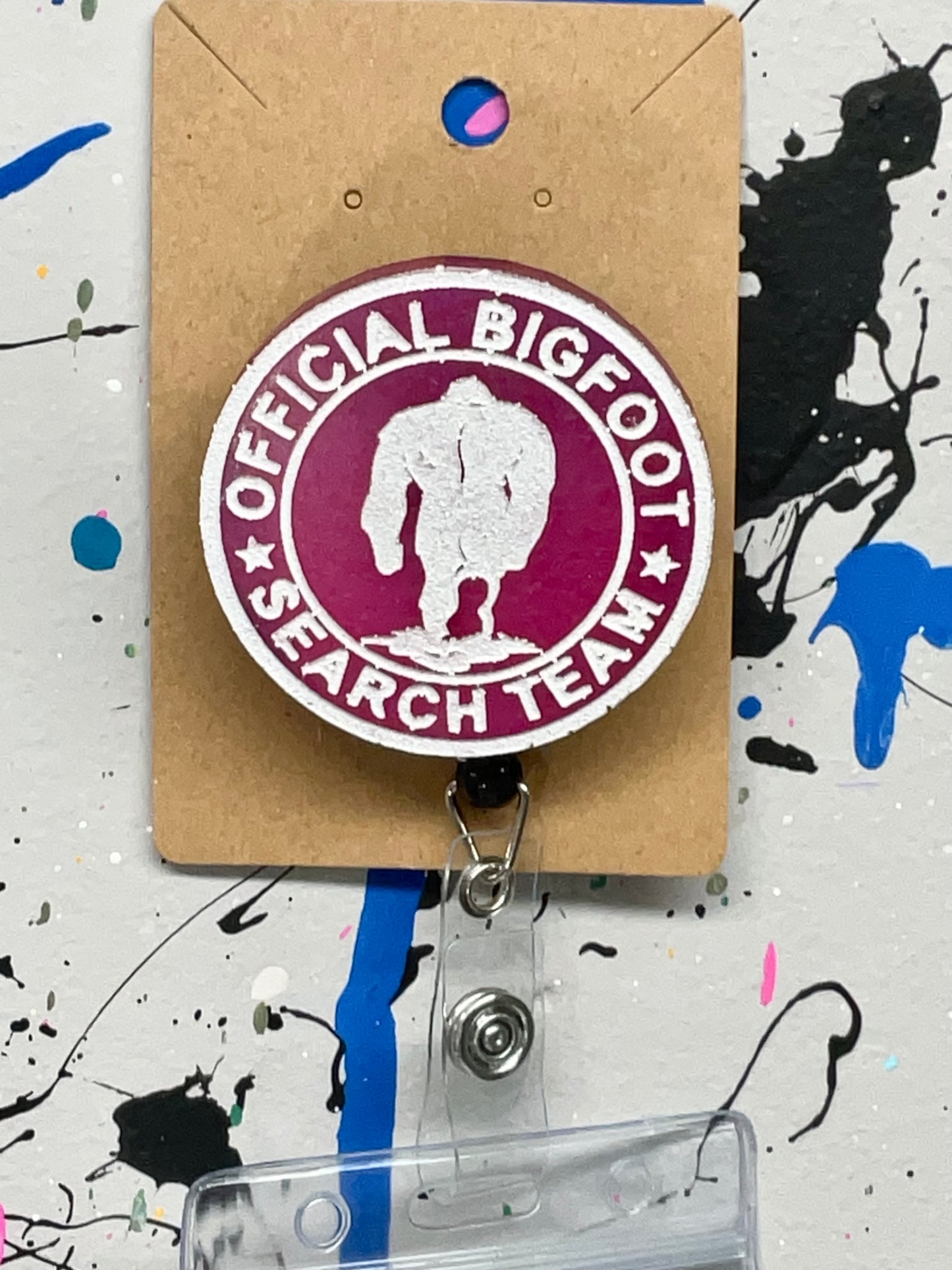 Pink Official Bigfoot Search Team Retractable Badge Reel- Glow in the Dark