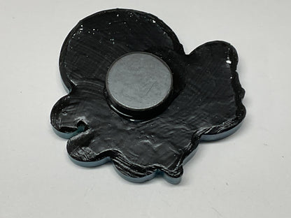 Small Teal Kraken Magnet With Silver Glitter