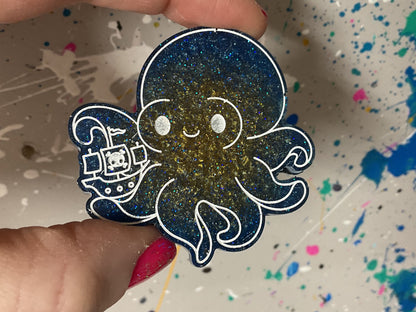 Small Blue Yellow Kraken Magnet
