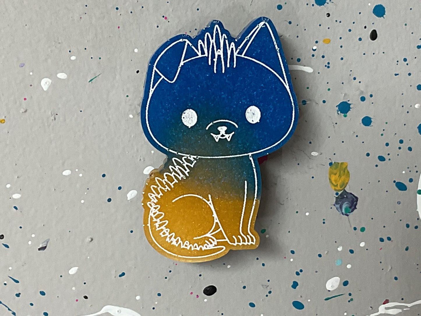 Small Blue Yellow Chupacabra Magnet Glow in the Dark