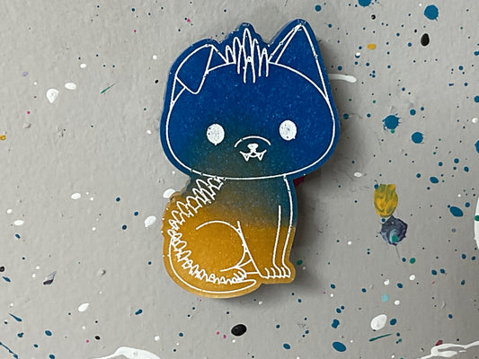 Small Blue Yellow Chupacabra Magnet Glow in the Dark