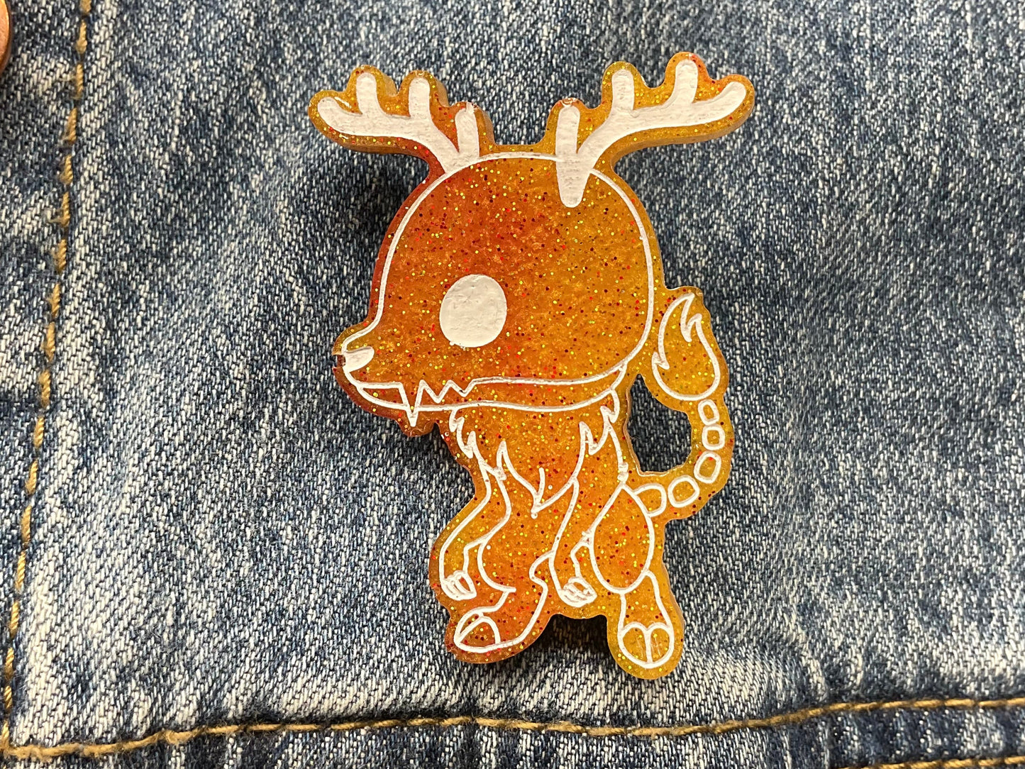 Orange Wendigo Pin