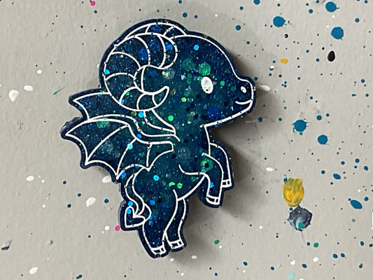 Small Glittery Blue Jersey Devil Magnet