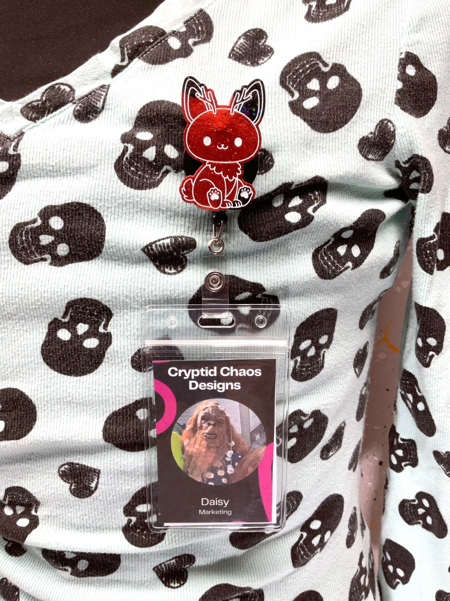 Red & Black Jackalope Retractable Badge Reel