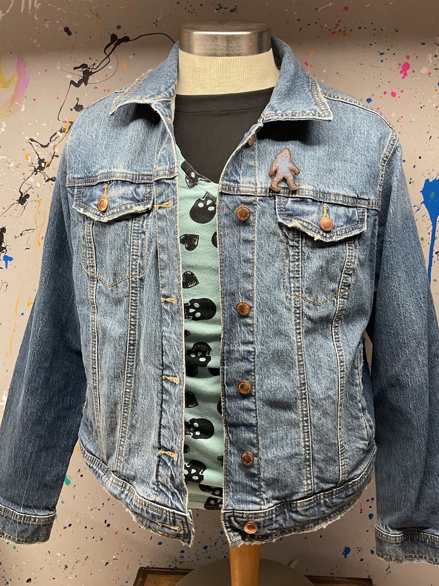 Blue Brown Bigfoot Pin