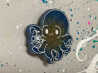 Small Blue Yellow Kraken Magnet