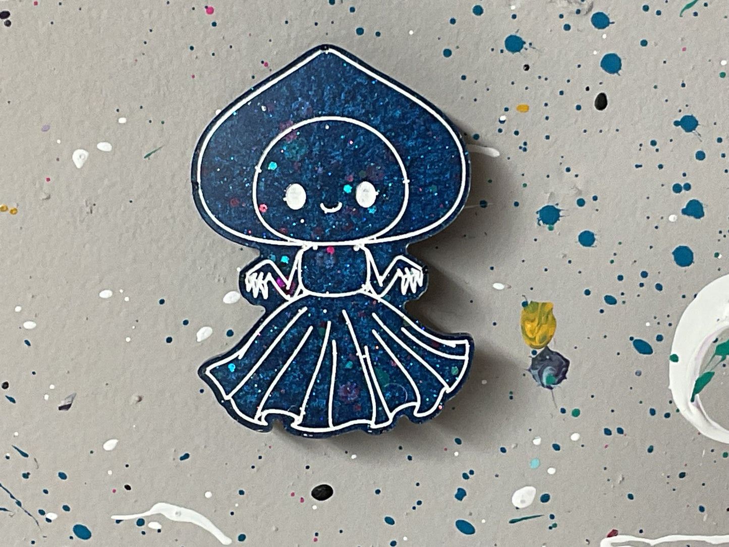 Small Flatwoods Monster Blue Glitter Magnet