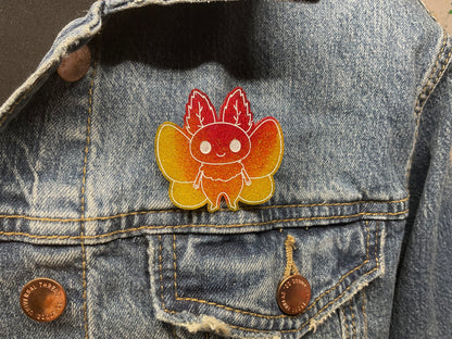 Fiery Orange Mothman Pin
