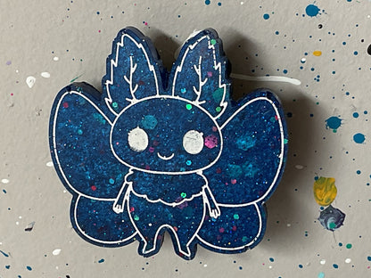 Small Blue Glitter Mothman Magnet