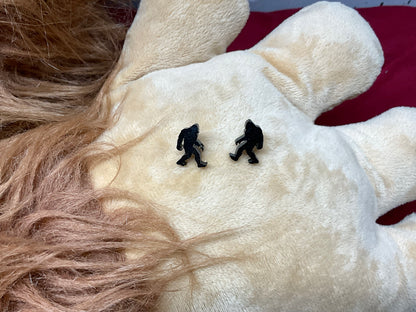 Black Bigfoot Stud Earrings Hypoallergenic