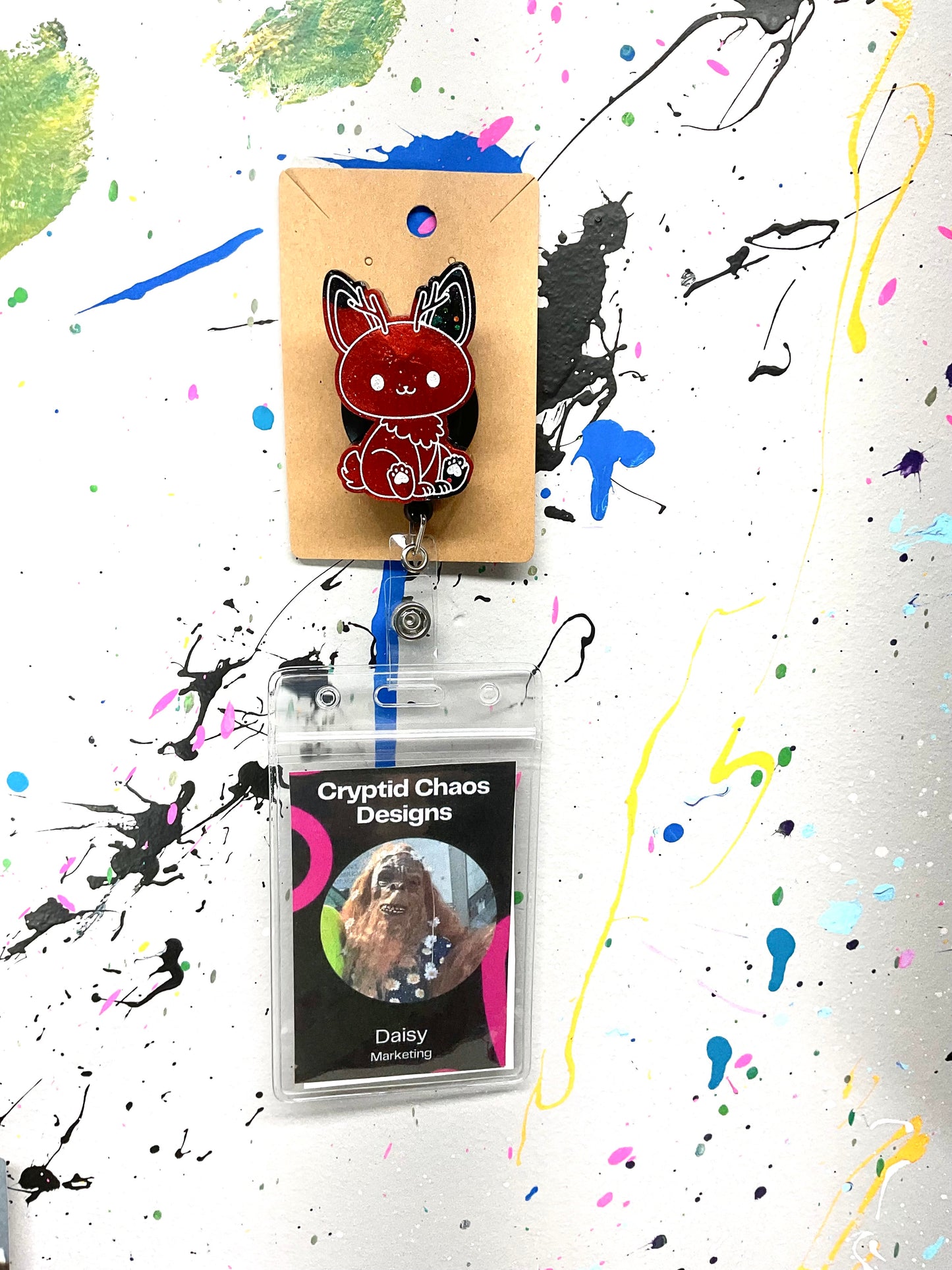 Red & Black Jackalope Retractable Badge Reel