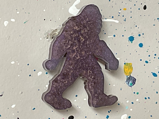 Small Iridescent Purple Brown Bigfoot Magnet