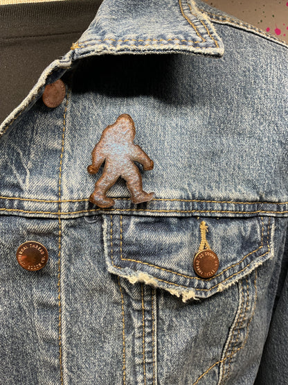 Blue Brown Bigfoot Pin
