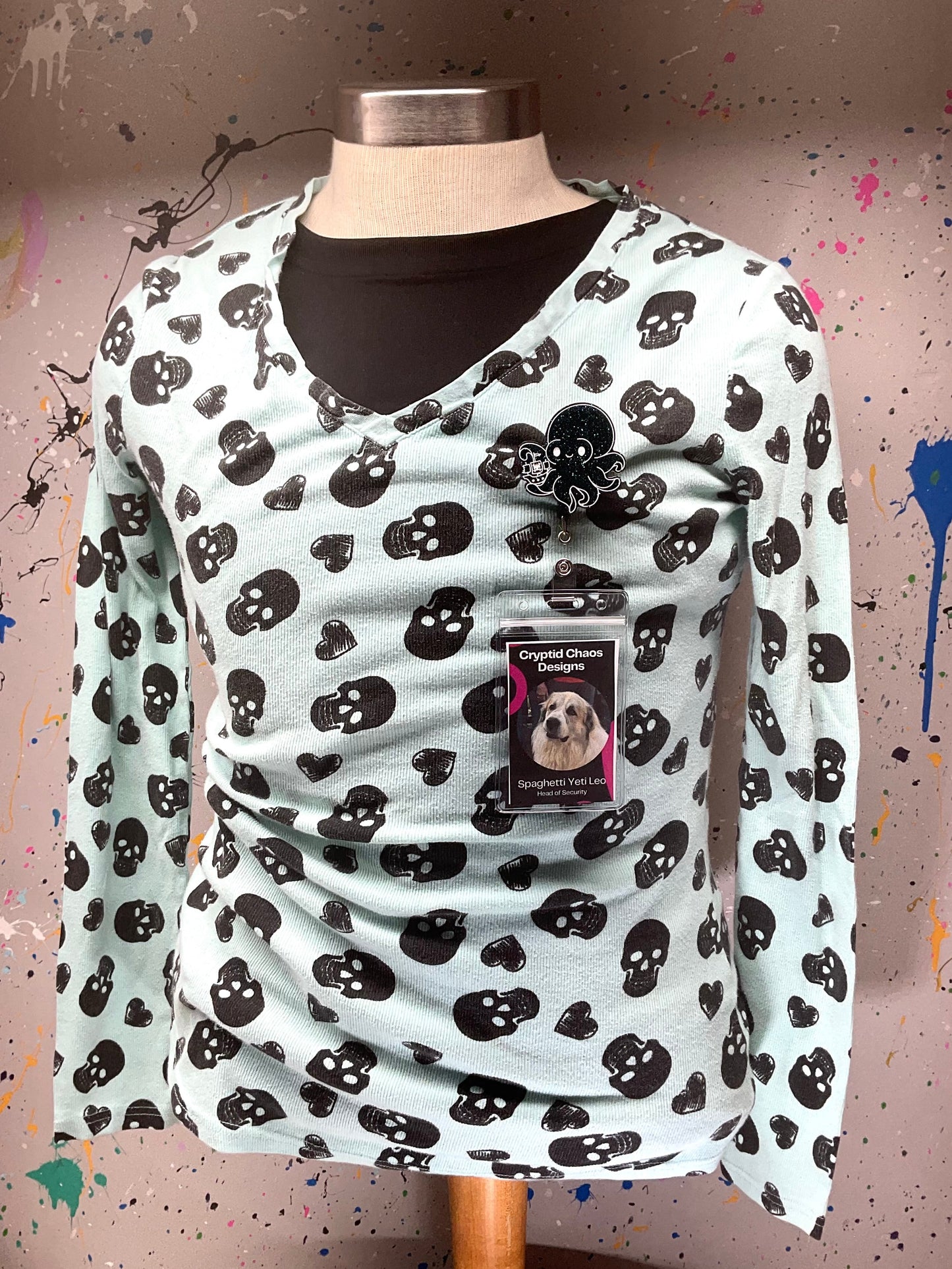 Black & Blue Glitter Kraken Retractable Badge Reel