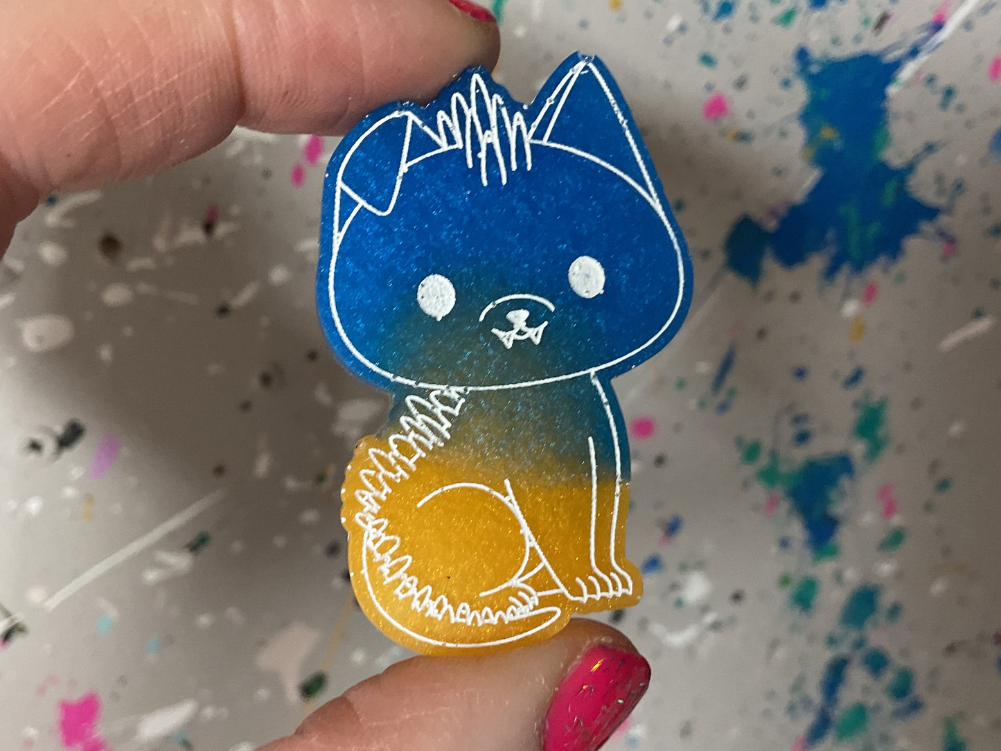 Small Blue Yellow Chupacabra Magnet Glow in the Dark