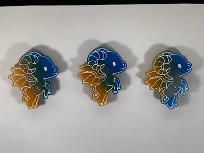 Small Glow in the Dark Jersey Devil Magnet Blue and Yellow