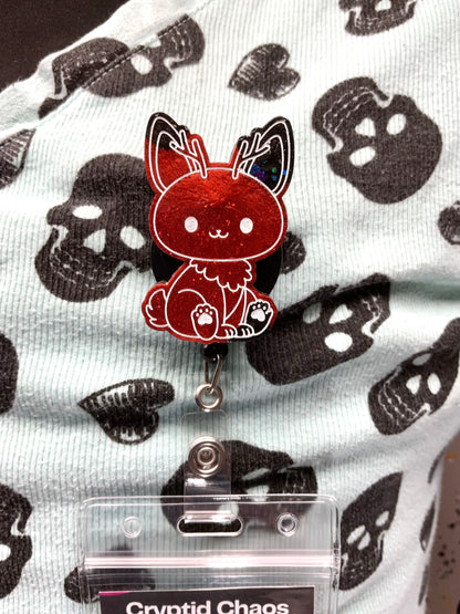 Red & Black Jackalope Retractable Badge Reel