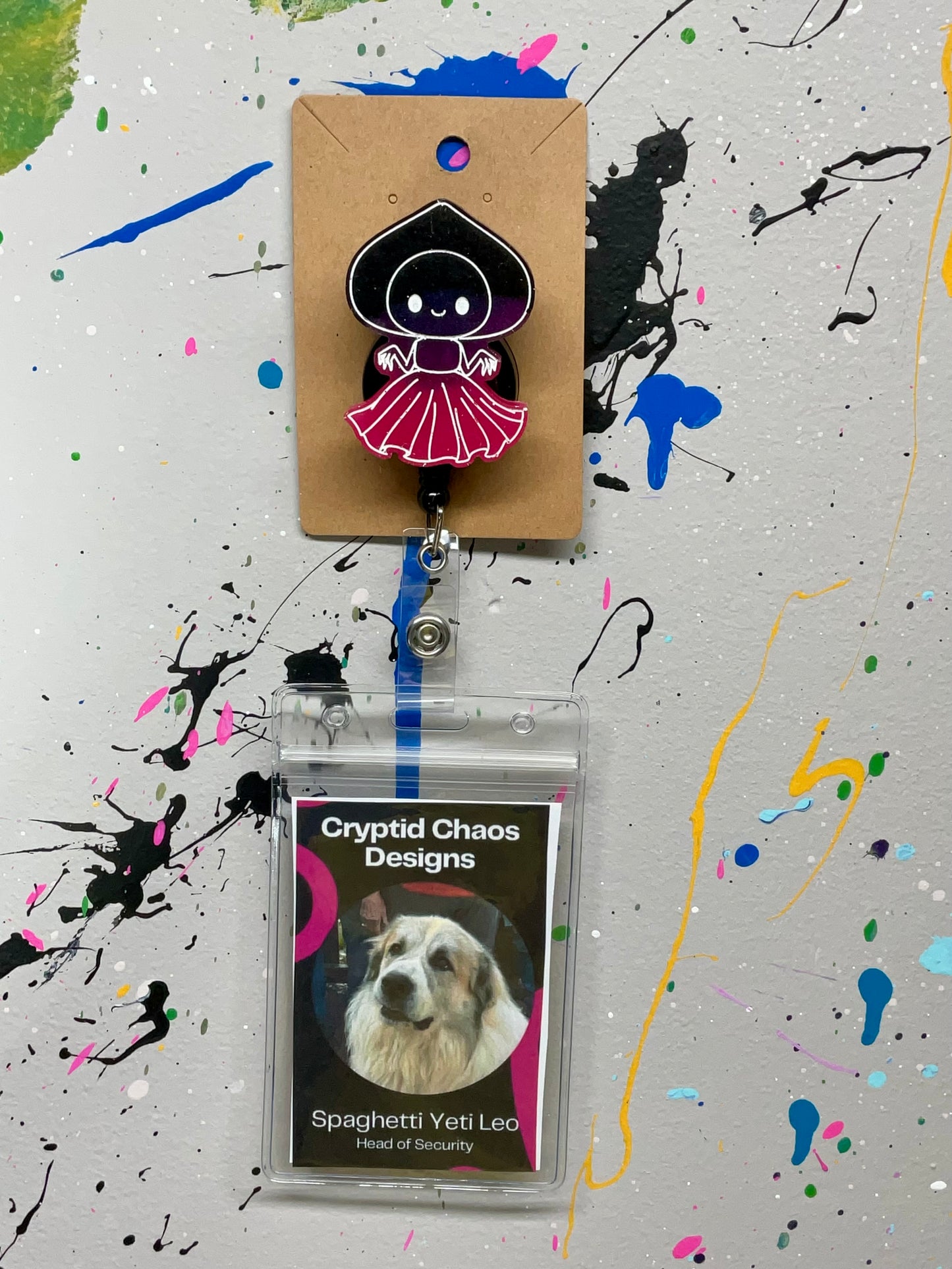 Black & Pink Flatwoods Monster Retractable Badge Reel - Glow in the Dark