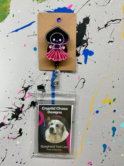 Black & Pink Flatwoods Monster Retractable Badge Reel - Glow in the Dark