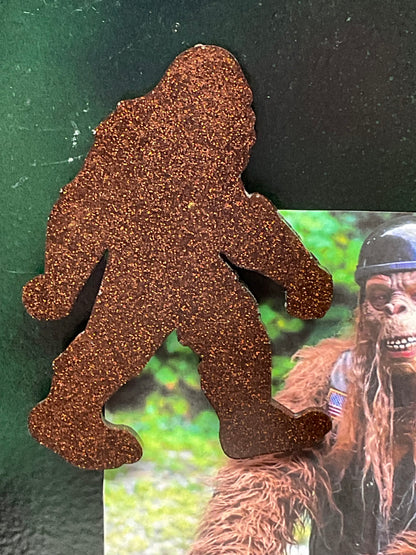 Large Glittery Brown Bigfoot Magnet - 5 Inches Tall