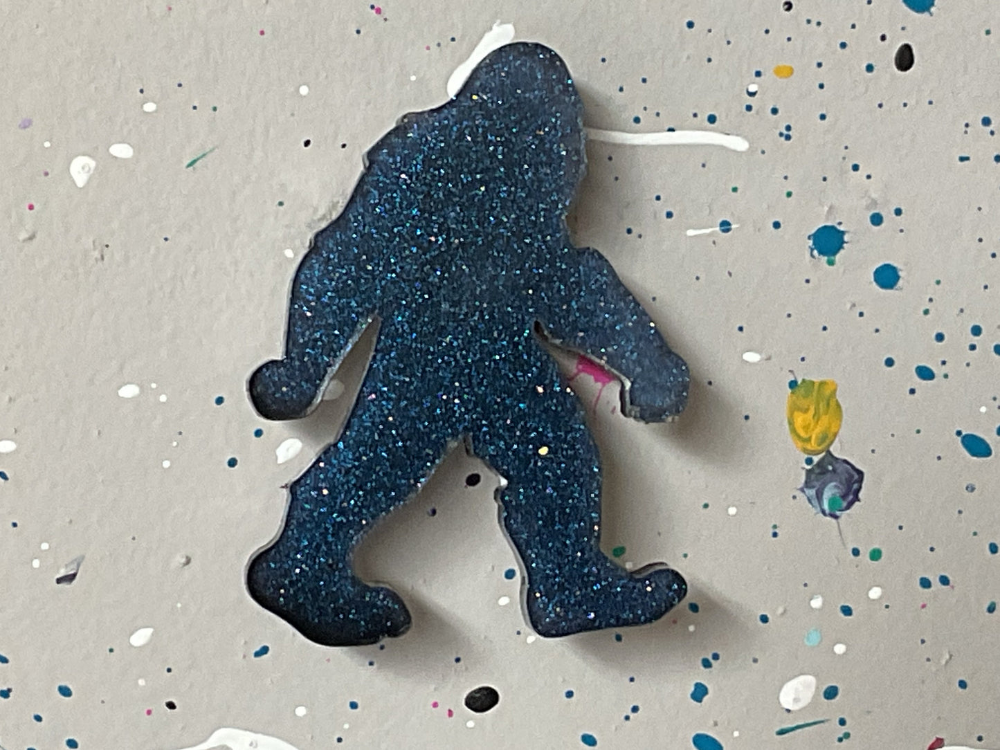 Small Glittery Blue Bigfoot Magnet