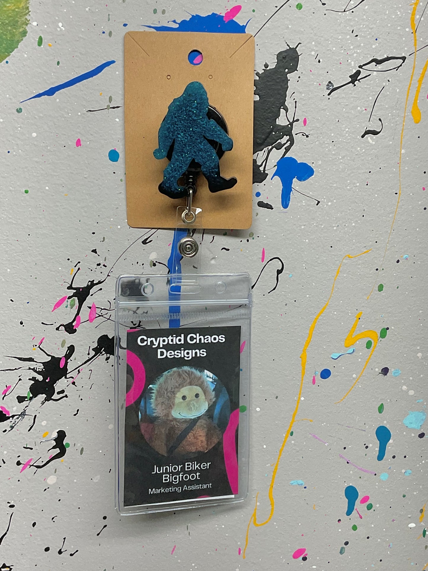 Teal Bigfoot Retractable Badge Reel