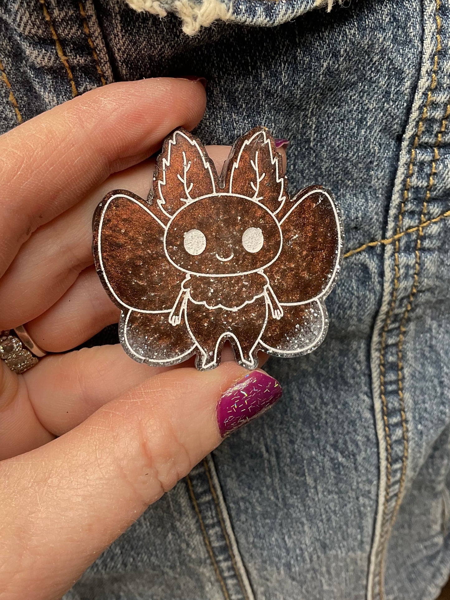 Brown Mothman Pin