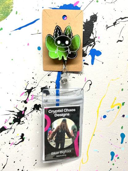 Green & Black Mothman Retractable Badge Reel - Glow in the Dark