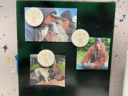 Large White 3 Inch Believe Bigfoot Magnet - Glow in the Dark